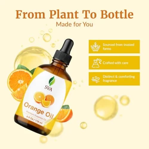 SVA ORGANICS Orange Essential Oil 118 ml (4 Fl Oz) | Pure Citrus Aroma for Diffusers & DIY thumbnail 4