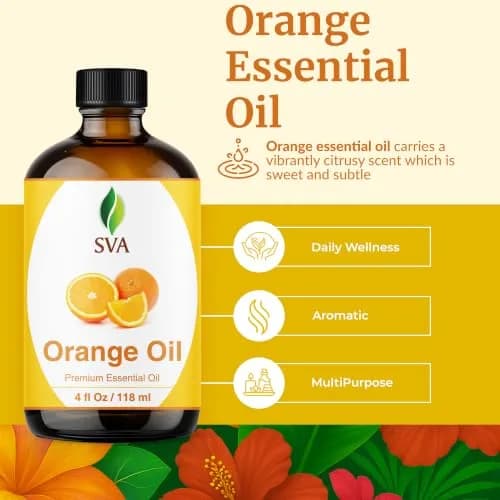 SVA ORGANICS Orange Essential Oil 118 ml (4 Fl Oz) | Pure Citrus Aroma for Diffusers & DIY thumbnail 2