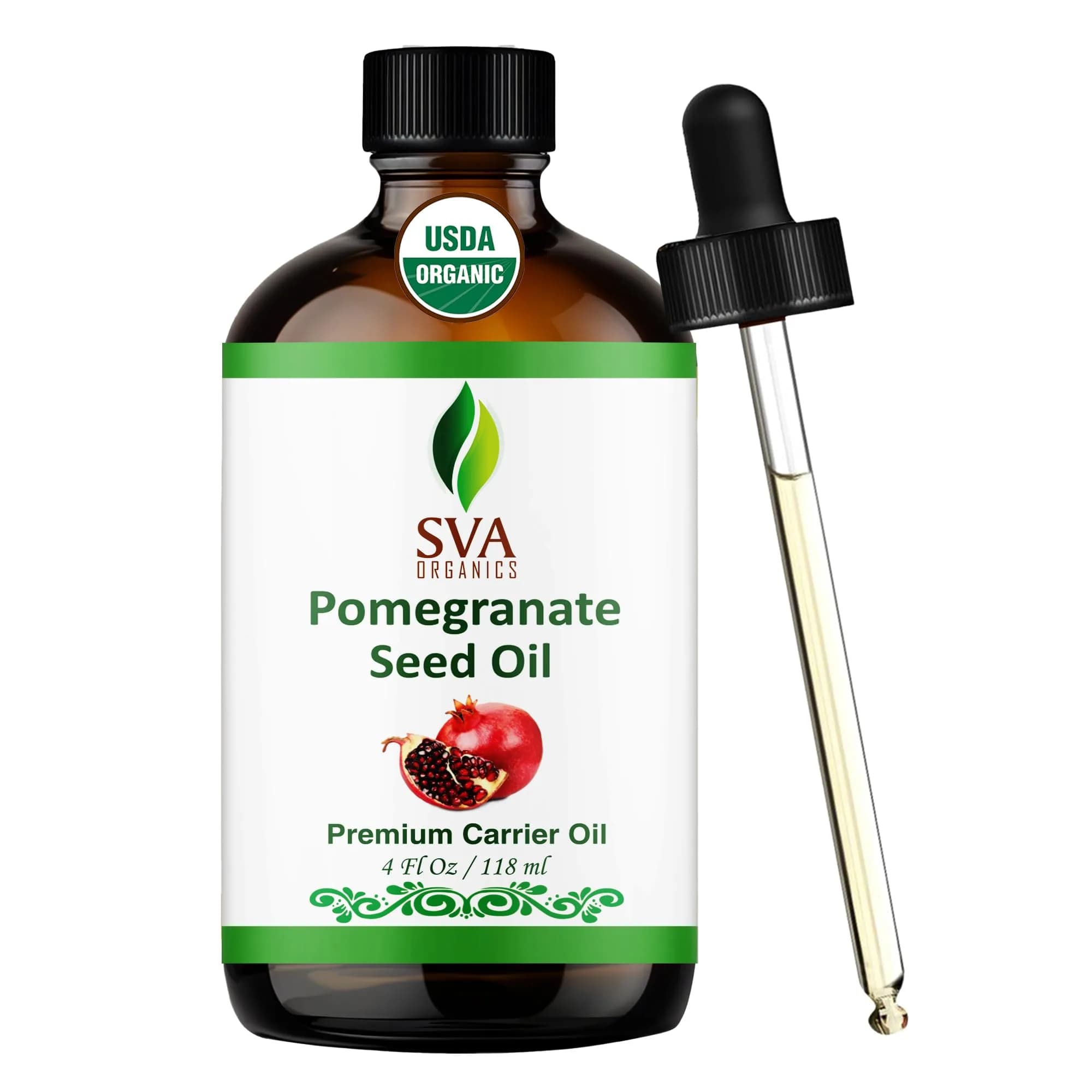 SVA Organics Pomegranate Seed Carrier Oil 118 ml (4 Fl Oz) | Cold-Pressed Organic Oil for Skin & Hair - main product image
