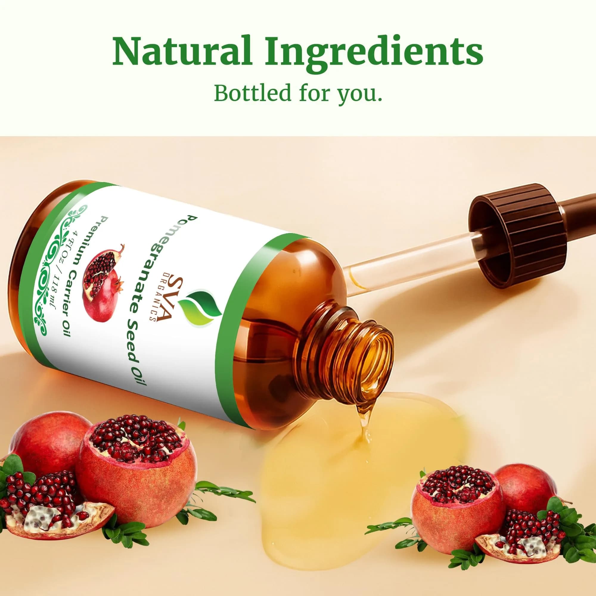 SVA Organics Pomegranate Seed Carrier Oil 118 ml (4 Fl Oz) | Cold-Pressed Organic Oil for Skin & Hair - view 8