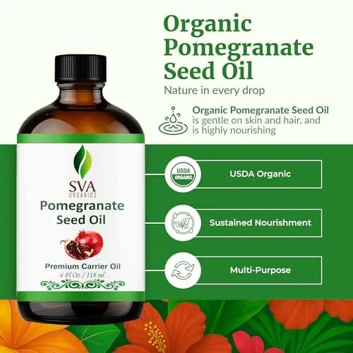 SVA Organics Pomegranate Seed Carrier Oil 118 ml (4 Fl Oz) | Cold-Pressed Organic Oil for Skin & Hair thumbnail 2