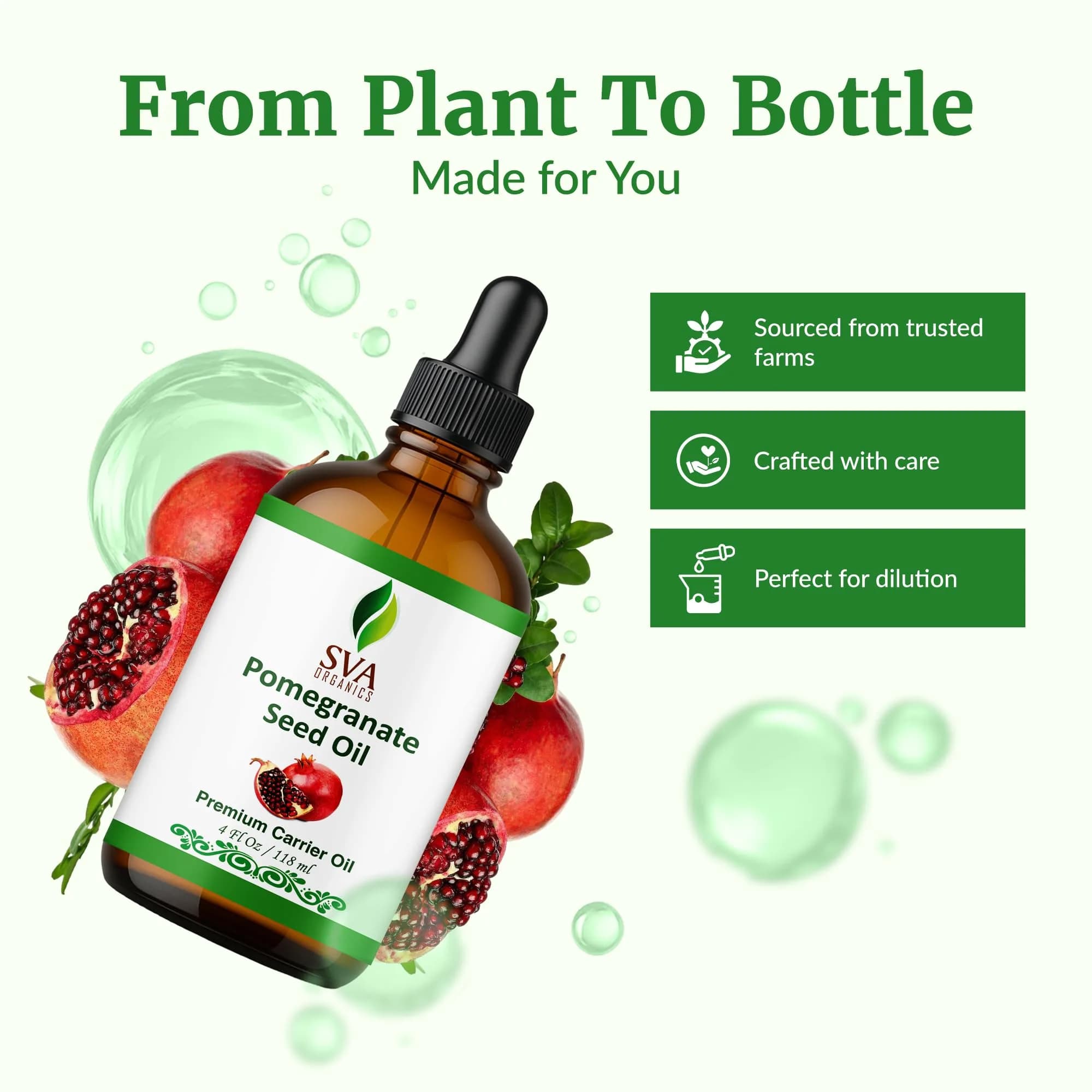 SVA Organics Pomegranate Seed Carrier Oil 118 ml (4 Fl Oz) | Cold-Pressed Organic Oil for Skin & Hair - view 4