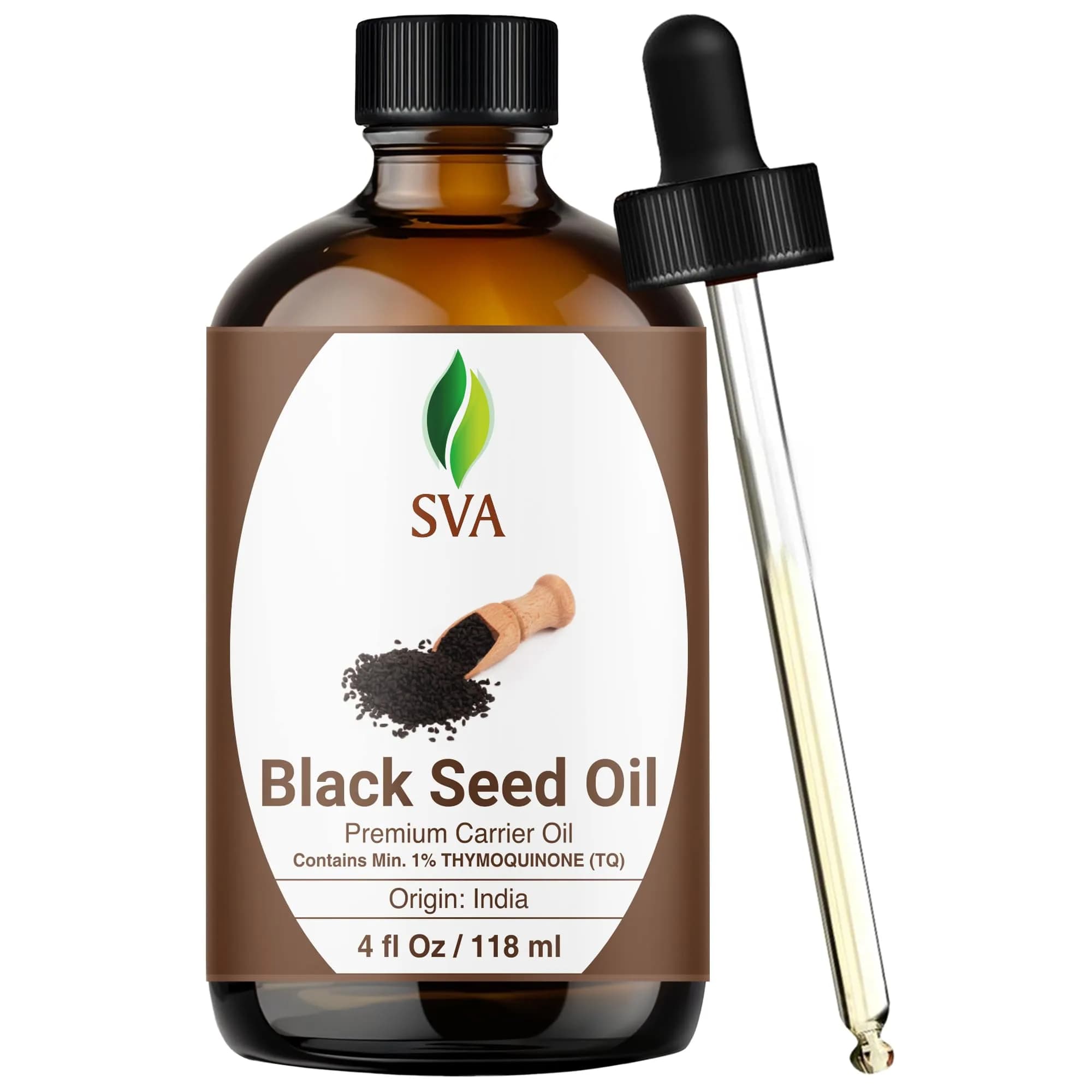 SVA ORGANICS Black Seed Carrier Oil, Pure & Natural, 4 Fl Oz (118 ml) - main product image