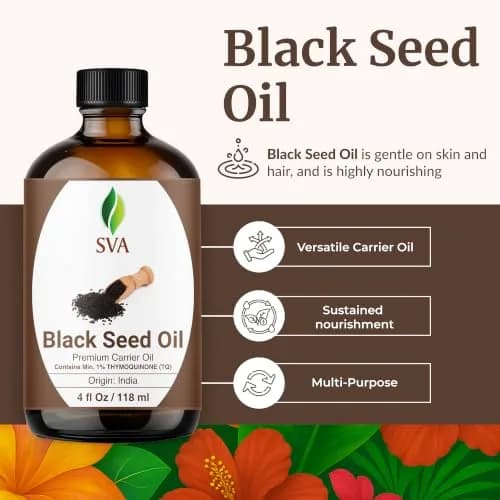 SVA ORGANICS Black Seed Carrier Oil, Pure & Natural, 4 Fl Oz (118 ml) thumbnail 2