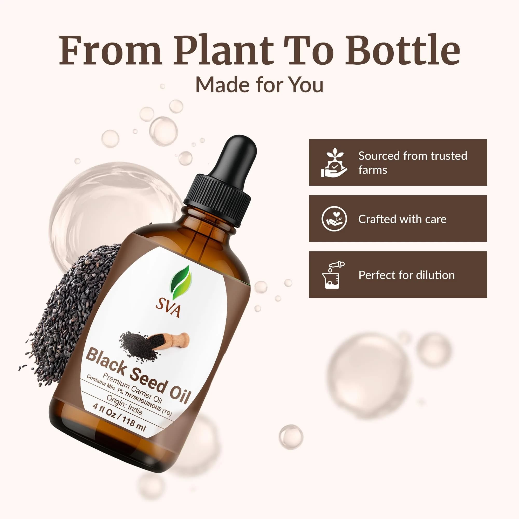 SVA ORGANICS Black Seed Carrier Oil, Pure & Natural, 4 Fl Oz (118 ml) - view 4