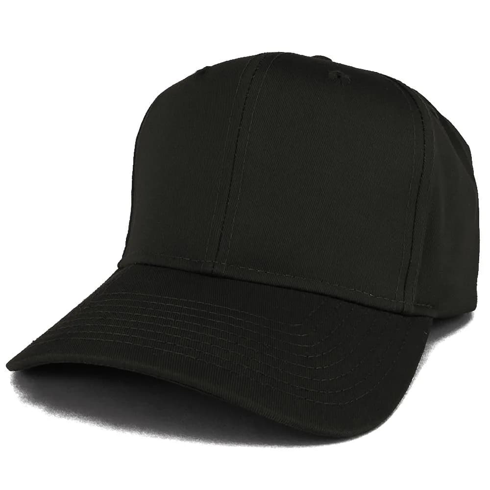 Armycrew XXL High Crown Baseball Cap Black | Adjustable Snapback for Big Heads — Black
