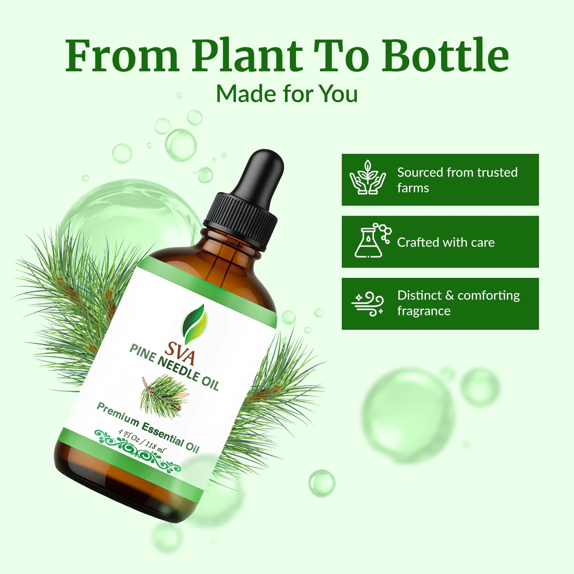 SVA ORGANICS Pine Needle Essential Oil 118 ml (4 Fl Oz) | Natural Woody Aroma for Diffuser & DIY - view 4