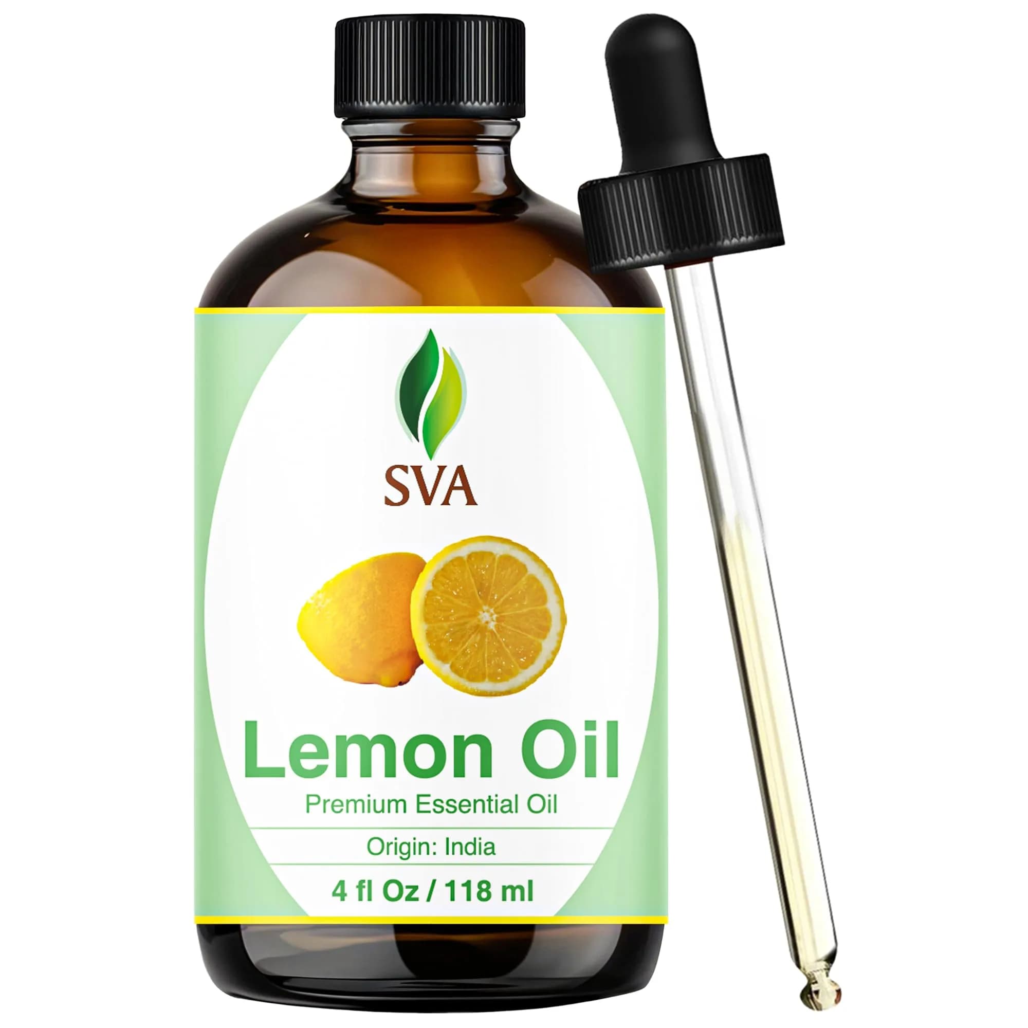 SVA ORGANICS Organic Lemon Essential Oil 4 Fl Oz (118 mL) - Pure & Natural, Steam Distilled - main product image