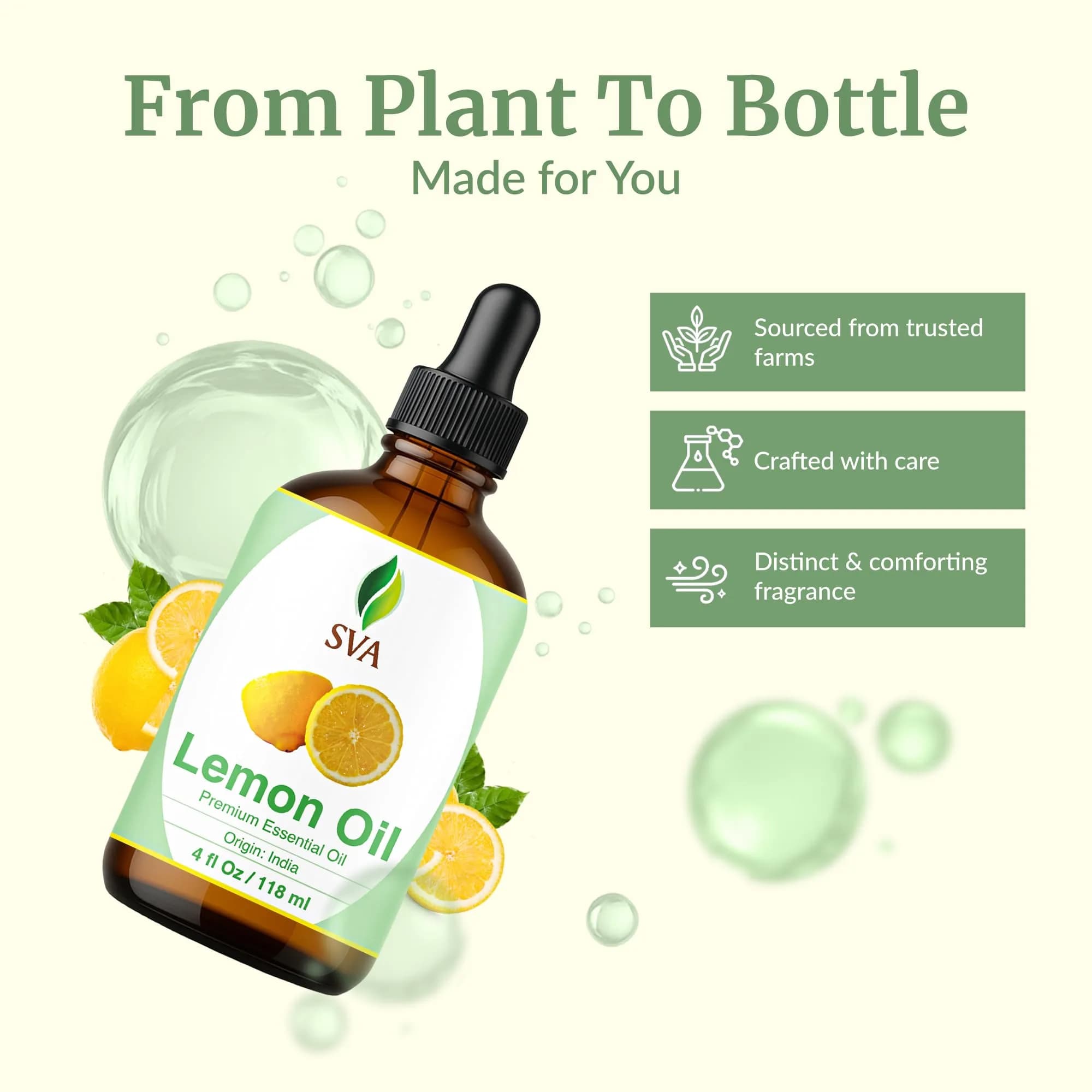 SVA ORGANICS Organic Lemon Essential Oil 4 Fl Oz (118 mL) - Pure & Natural, Steam Distilled - view 4