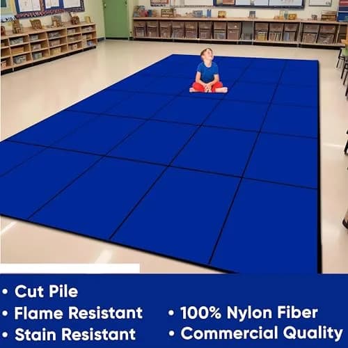 KIDCARPET.COM Blocks Seating Classroom Rug Blue with 24 Squares | Educational Area Rug for Kids thumbnail 6