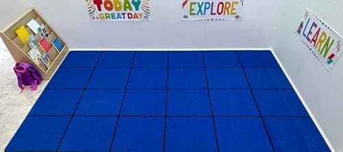 KIDCARPET.COM Blocks Seating Classroom Rug Blue with 24 Squares | Educational Area Rug for Kids thumbnail 2