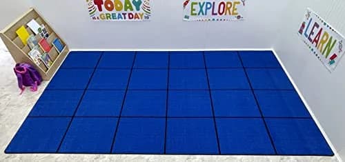 KIDCARPET.COM Blocks Seating Classroom Rug Blue with 24 Squares | Educational Area Rug for Kids thumbnail 3