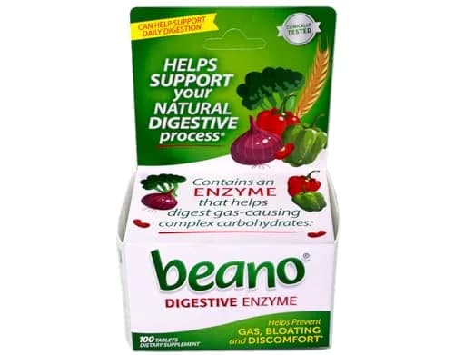 Beano Gas Relief Tablets 100 Count (45 g) | Digestive Enzyme Supplement for Gas and Bloating thumbnail 4
