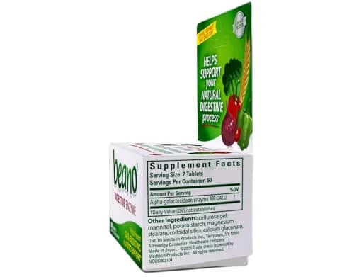 Beano Gas Relief Tablets 100 Count (45 g) | Digestive Enzyme Supplement for Gas and Bloating thumbnail 5
