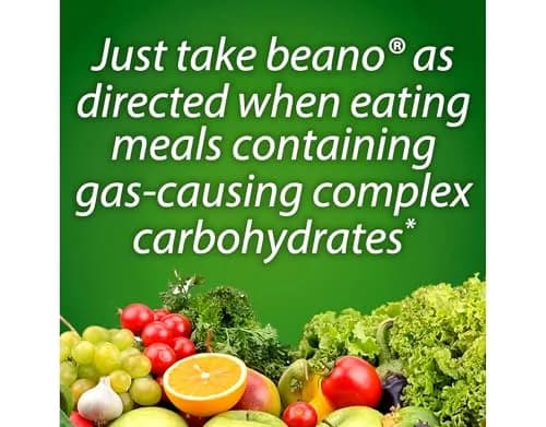 Beano Gas Relief Tablets 100 Count (45 g) | Digestive Enzyme Supplement for Gas and Bloating thumbnail 6