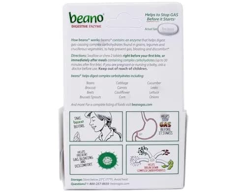 Beano Gas Relief Tablets 100 Count (45 g) | Digestive Enzyme Supplement for Gas and Bloating thumbnail 3