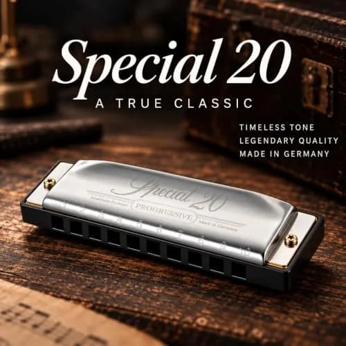 Hohner Special 20 Harmonica, 10 Holes Major C Bundle with Hard Case & Juliet Music Polishing Cloth | German Quality Craftsmanship thumbnail 4