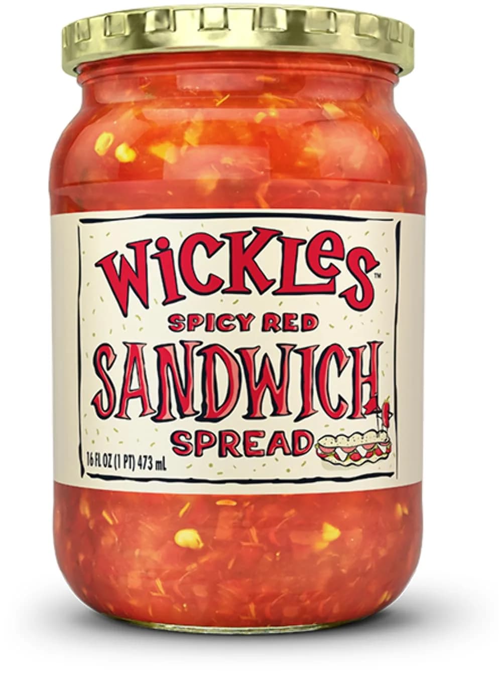 Wickles Spicy Red Sandwich Spread, 16 oz | Bold, Zesty Flavor for Sandwiches & Snacks — No Color