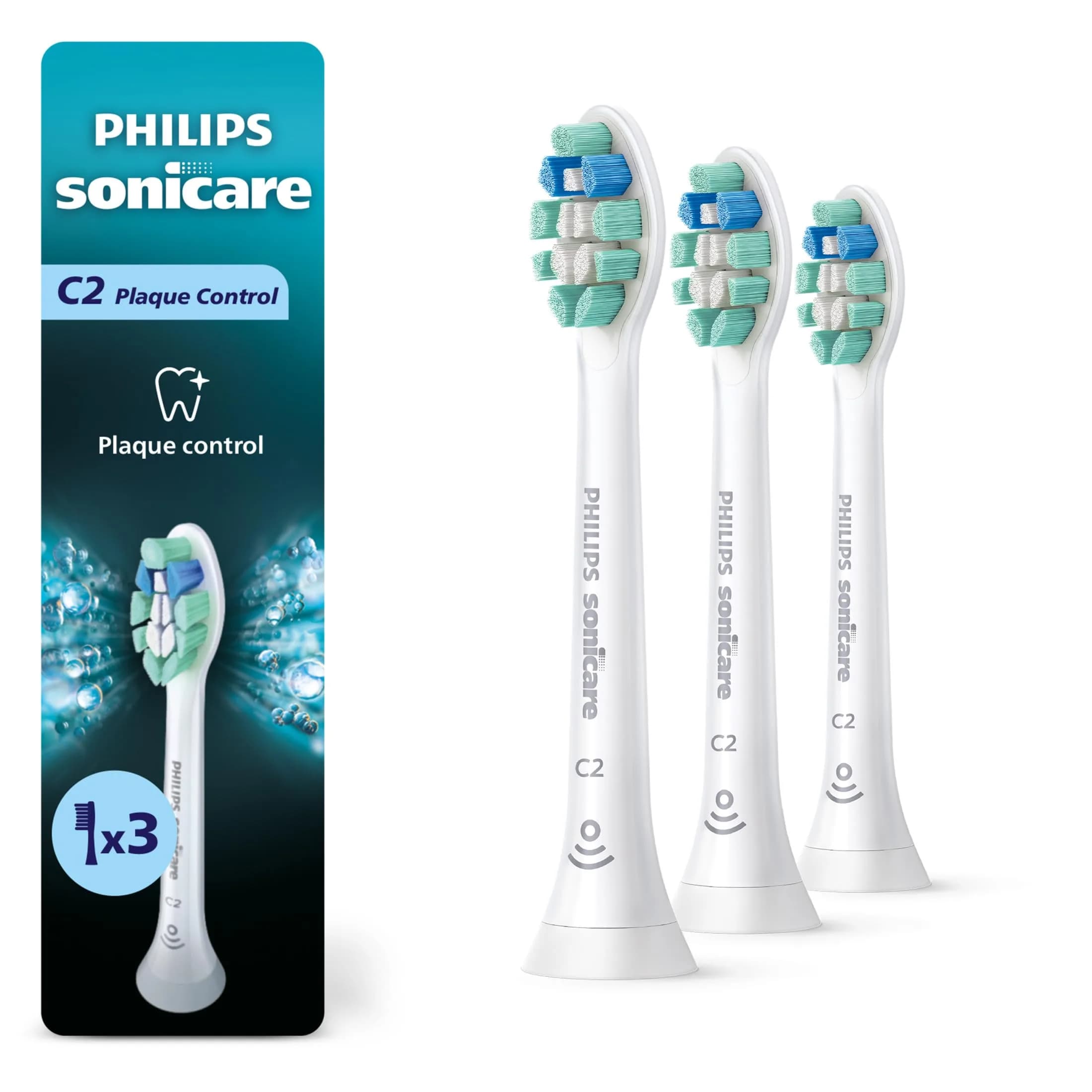Philips Sonicare C2 Plaque Control Replacement Electric Toothbrush Heads, White, 4 Count | Dermatologist Tested — White