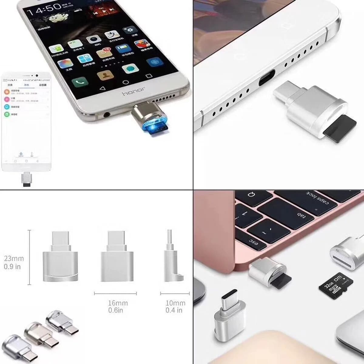 cablecc USB 2.0 Type C to Micro SD Card Reader Adapter (2-Pack) | 480Mbps Data Transfer - view 6