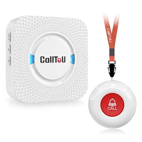 CallToU Wireless Caregiver Pager System with 2 Receivers & 3 Call Buttons | 500+ Ft Range — White 1+1