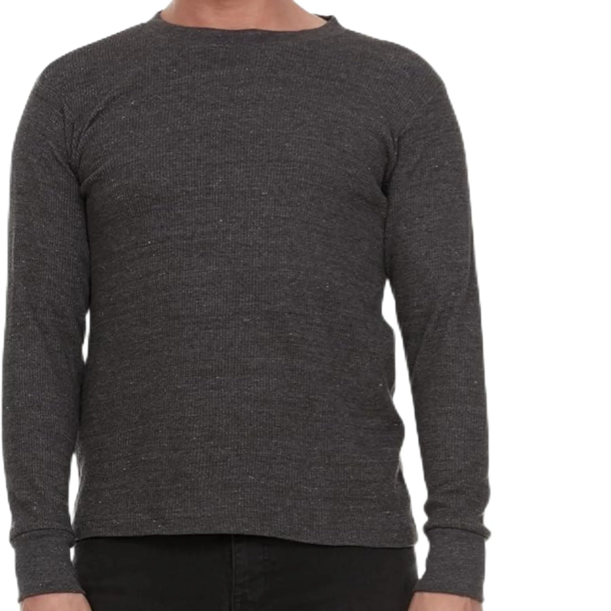 JMR Men’s Thermal Shirt Long Sleeve Heavyweight 100% Cotton Waffle Weave | Warm Breathable Base Layer or Standalone (Charcoal)