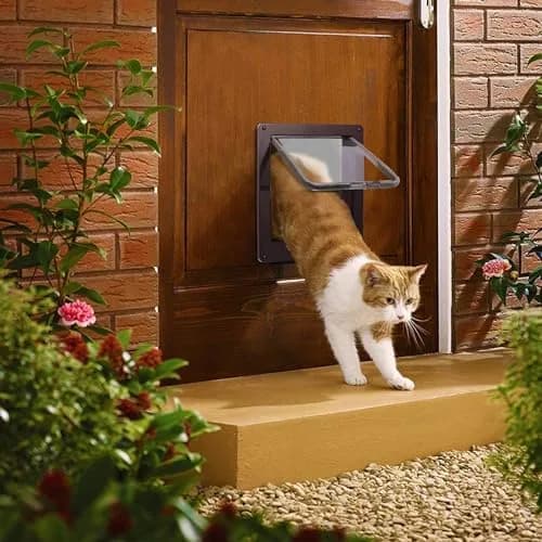 Sailnovo Large Cat Door Flap 9.25" x 9.84" | 4-Way Locking, Weatherproof ABS, Quiet (70-120c) thumbnail 2