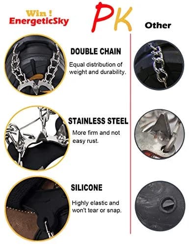 EnergeticSky Traction Cleat - Stainless Steel Spikes & Silicone, All-Season Ice & Snow Ground Grip, Unisex (Large) thumbnail 4