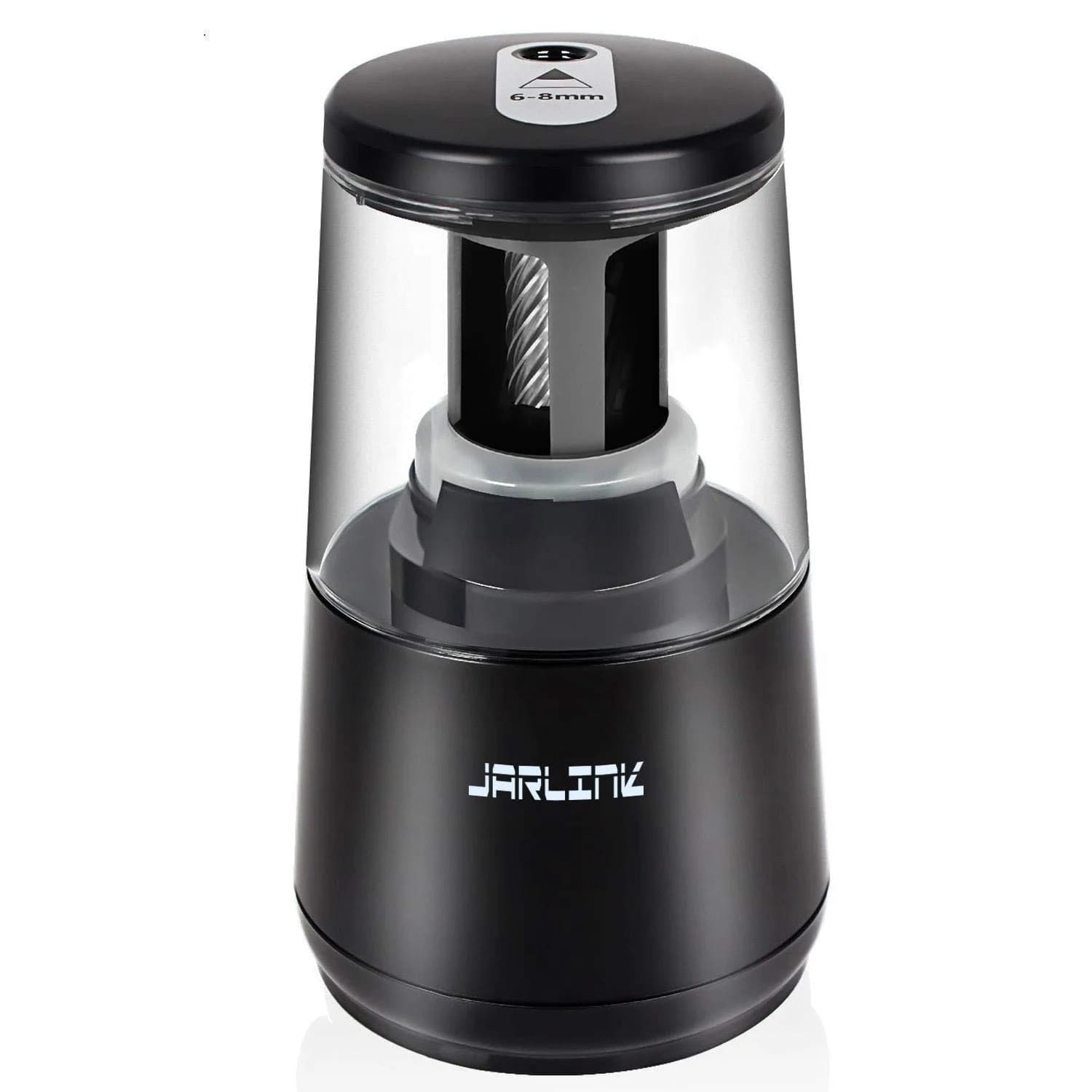 JARLINK Heavy Duty Electric Pencil Sharpener with Helical Blade & Auto Stop | 6-8mm Pencils, Black - main product image