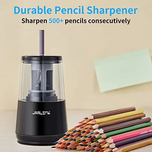 JARLINK Heavy Duty Electric Pencil Sharpener with Helical Blade & Auto Stop | 6-8mm Pencils, Black thumbnail 6