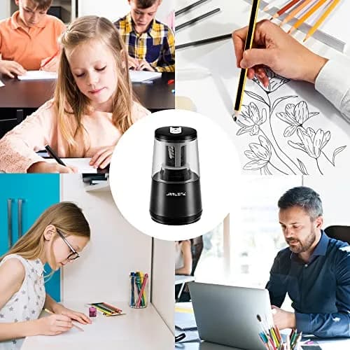 JARLINK Heavy Duty Electric Pencil Sharpener with Helical Blade & Auto Stop | 6-8mm Pencils, Black thumbnail 8