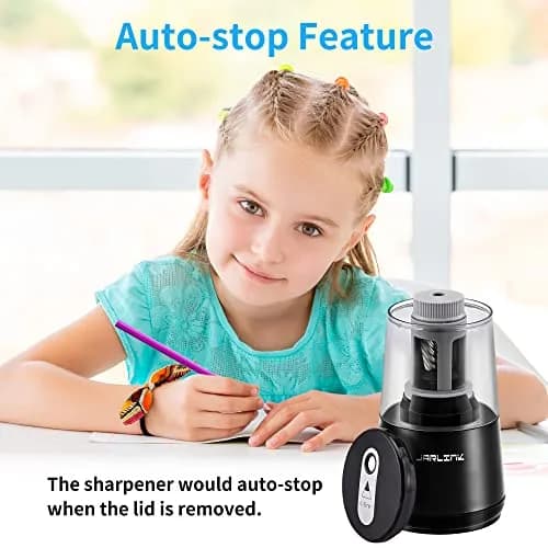 JARLINK Heavy Duty Electric Pencil Sharpener with Helical Blade & Auto Stop | 6-8mm Pencils, Black thumbnail 9