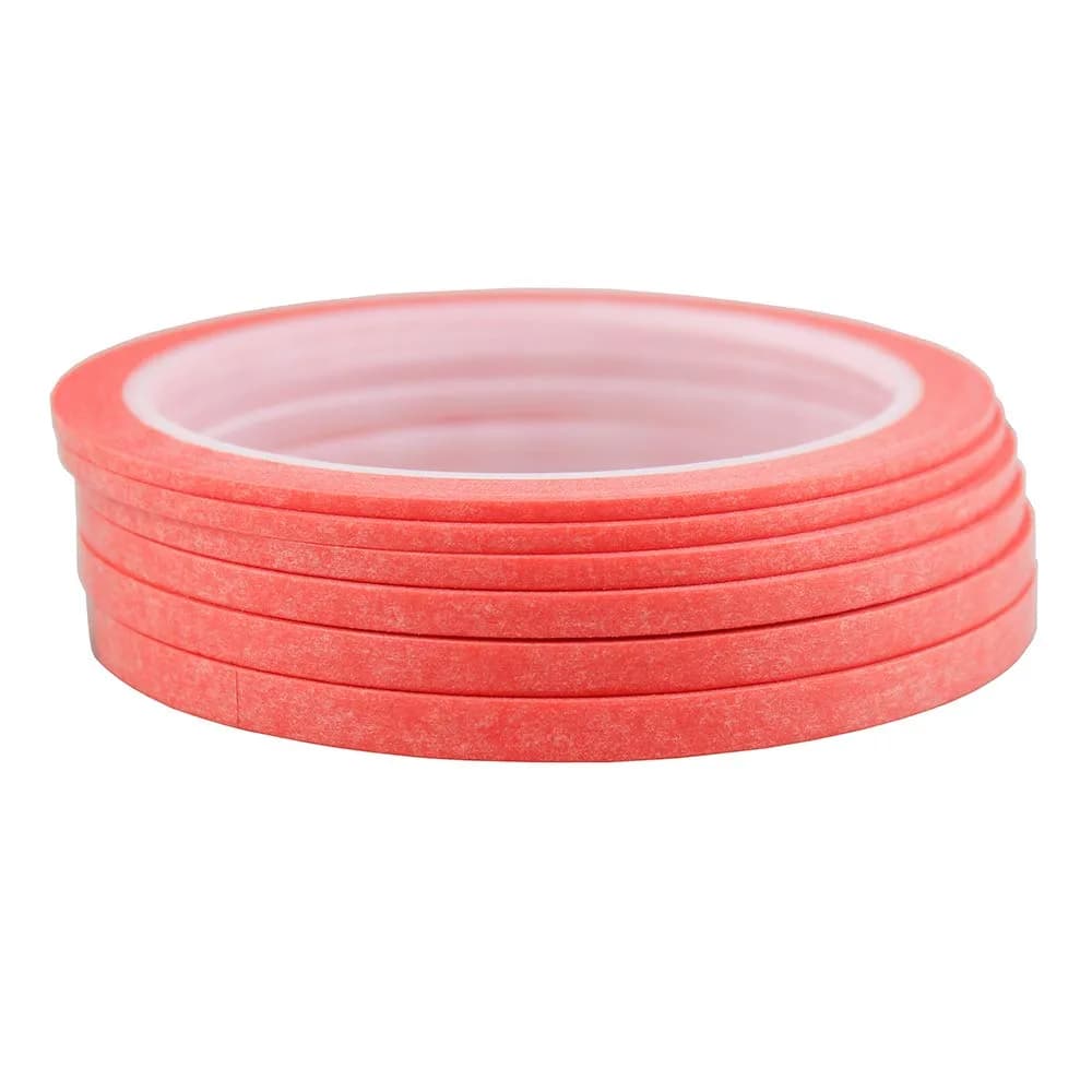 JINBING Washi Masking Tape for DIY Nail Arts & Pattern Making | 6 Rolls, Pink, 25m Each