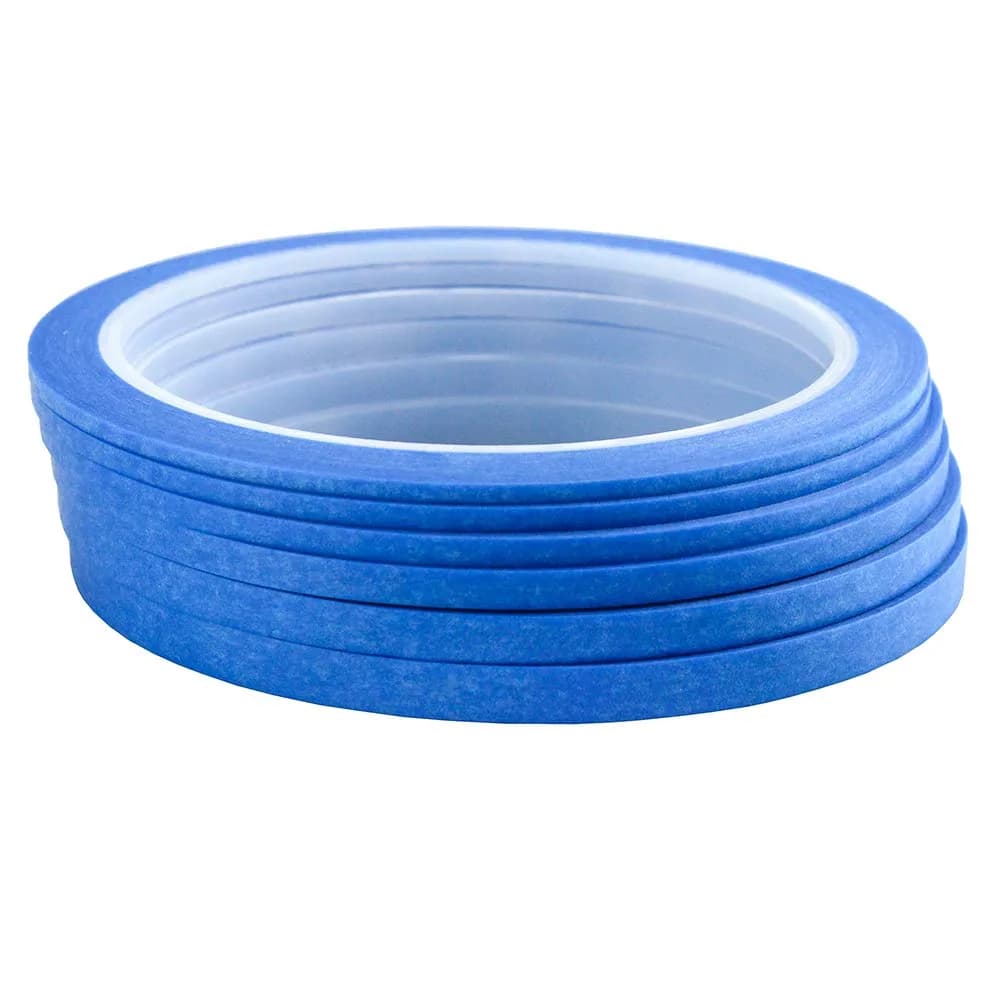 JINBING Purple Washi Masking Tape Set | 5 Rolls, 2mm-6mm Widths, 25m Length Each | DIY Nail Art & Crafting — Blue