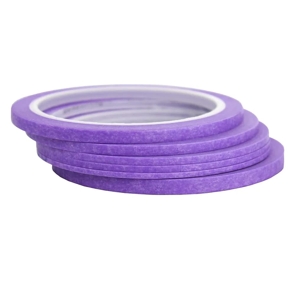 JINBING Purple Washi Masking Tape Set | 5 Rolls, 2mm-6mm Widths, 25m Length Each | DIY Nail Art & Crafting