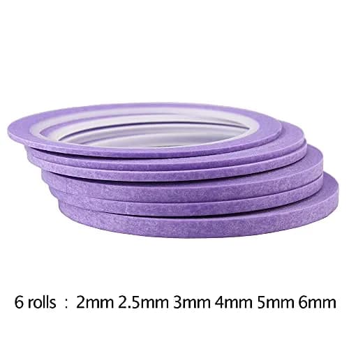 JINBING Purple Washi Masking Tape Set | 5 Rolls, 2mm-6mm Widths, 25m Length Each | DIY Nail Art & Crafting thumbnail 2