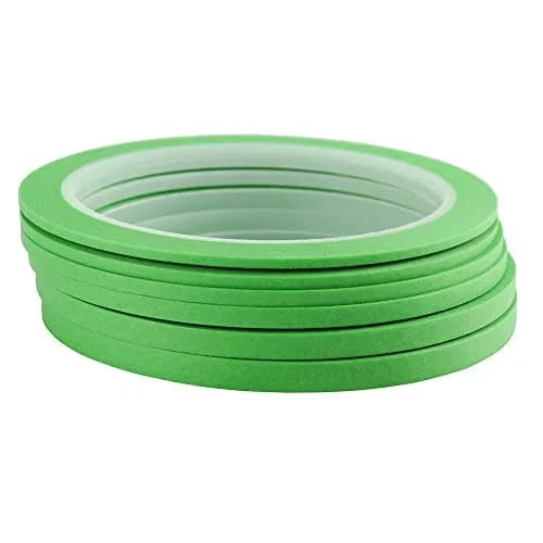 JINBING Green Washi Masking Tape Set | 6 Rolls, 2mm-6mm Widths, 25m Length Each | DIY Craft & Nail Art Essential thumbnail 1