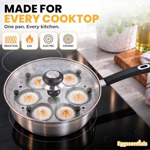 Eggssentials Egg Poacher Pan Nonstick Poached Egg Maker, Stainless Steel, 10 inches | PFOA Free, Dishwasher Safe thumbnail 5