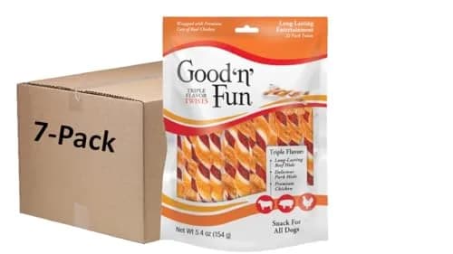 Good 'n' Fun Twists Long-Lasting Dog Treats 5.4 oz (7 Pack) | Real Protein & Tartar Control thumbnail 1