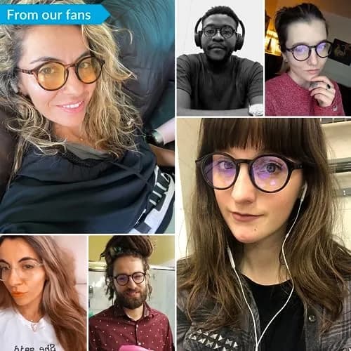 J+S Blue Light Blocking Glasses, Mana Round Black Frame, LCD Lens | Reduce Eye Strain & Sleep Disruption thumbnail 4