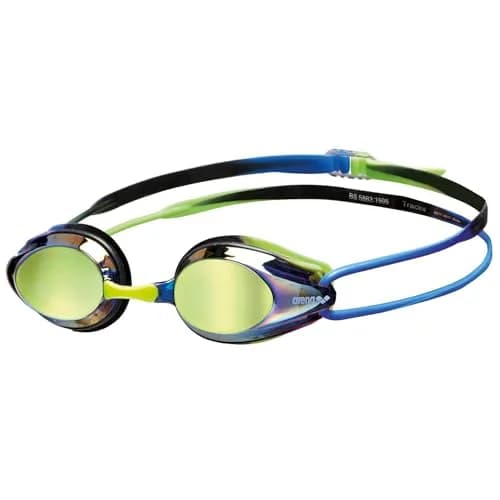 ARENA Tracks Unisex Adult Mirrored Racing Swim Goggles - Blue/Blue/Green - main product image