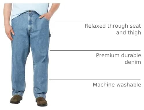 Signature by Levi Strauss & Co. Men's Carpenter Jeans, Light Indigo Stretch, 50W x 32L (127cm x 81cm) | Loose Fit Workwear thumbnail 4