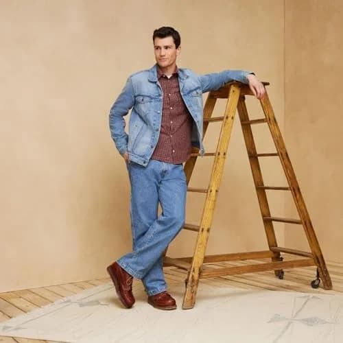 Signature by Levi Strauss & Co. Men's Carpenter Jeans, Light Indigo Stretch, 50W x 32L (127cm x 81cm) | Loose Fit Workwear thumbnail 2