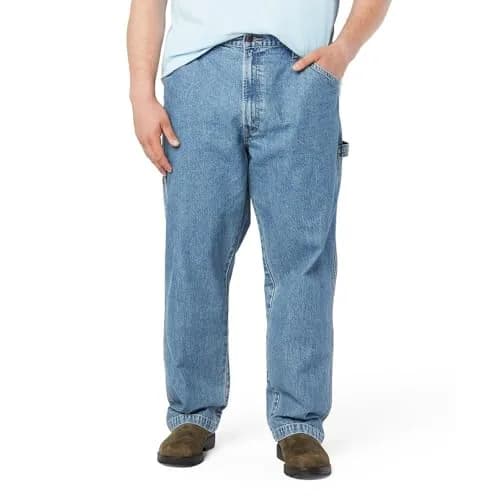 Levi Strauss Signature Gold Men's Carpenter Jeans, Light Indigo, 116.8cm (46W) x 76.2cm (30L) | Relaxed Fit Workwear thumbnail 1