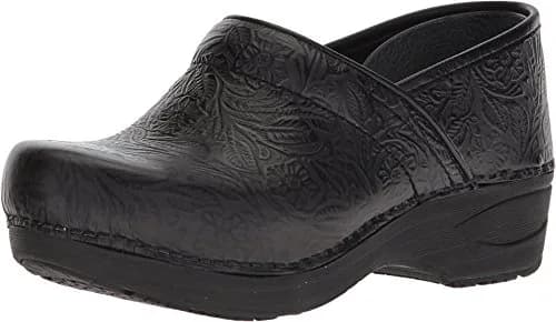 Dansko XP 2.0 Clogs – Lightweight Slip-Resistant Footwear for Comfort and Support – Ideal for Long Standing Professionals – Nursing, Veterinarians, Black Floral Tooled 7.5-8 M US thumbnail 1