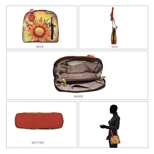 Anna by Anuschka Hand Painted Genuine Leather Small Organizer Bag | Fall Bouquet Artistry thumbnail 4