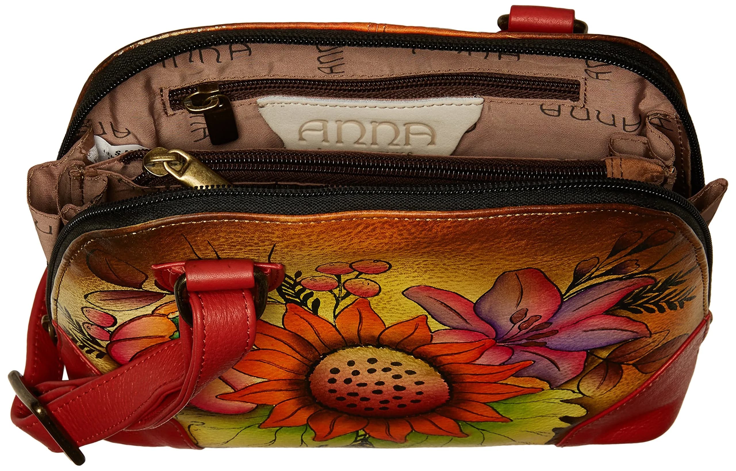 Anna by Anuschka Hand Painted Genuine Leather Small Organizer Bag | Fall Bouquet Artistry - view 5