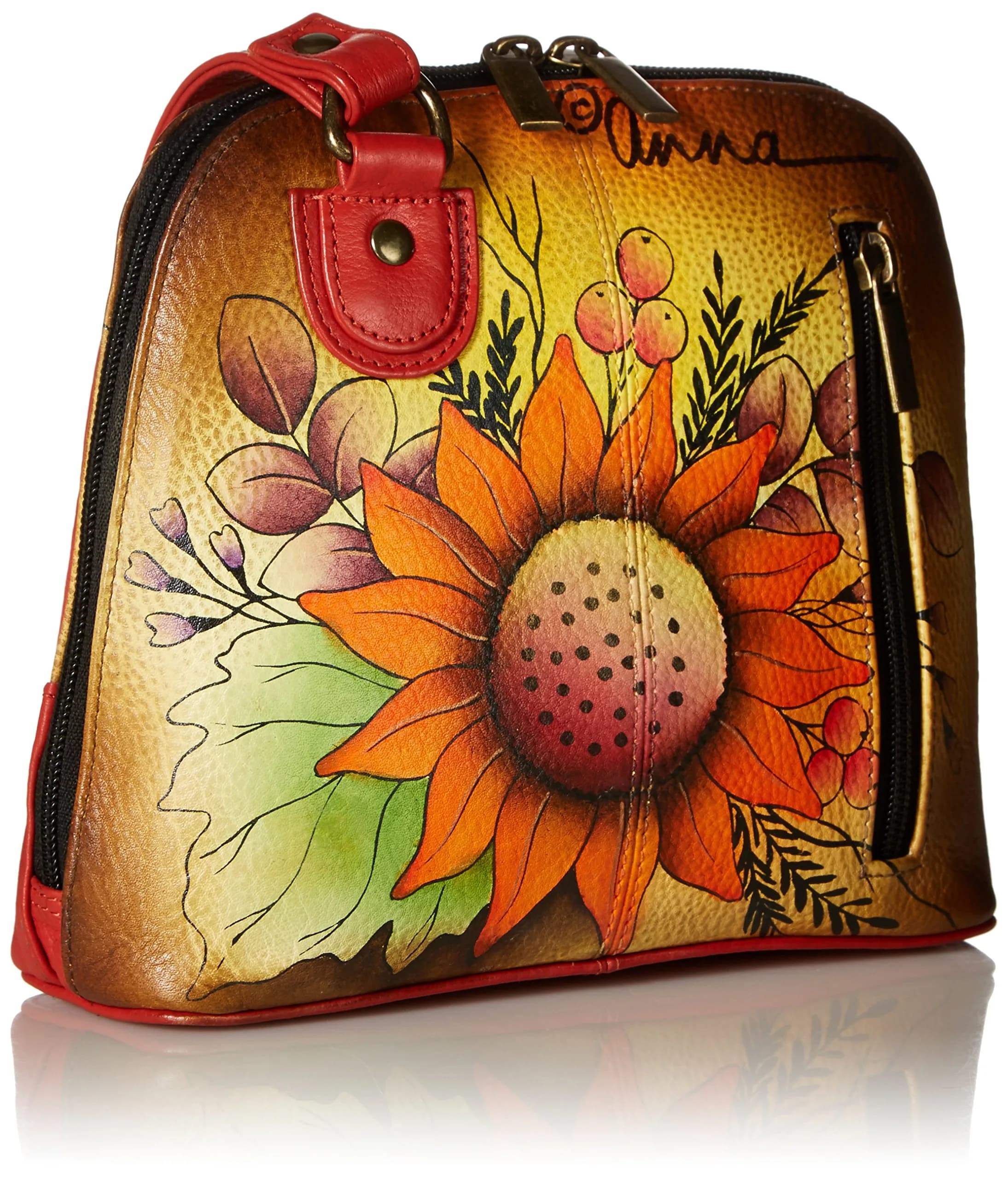 Anna by Anuschka Hand Painted Genuine Leather Small Organizer Bag | Fall Bouquet Artistry - view 3
