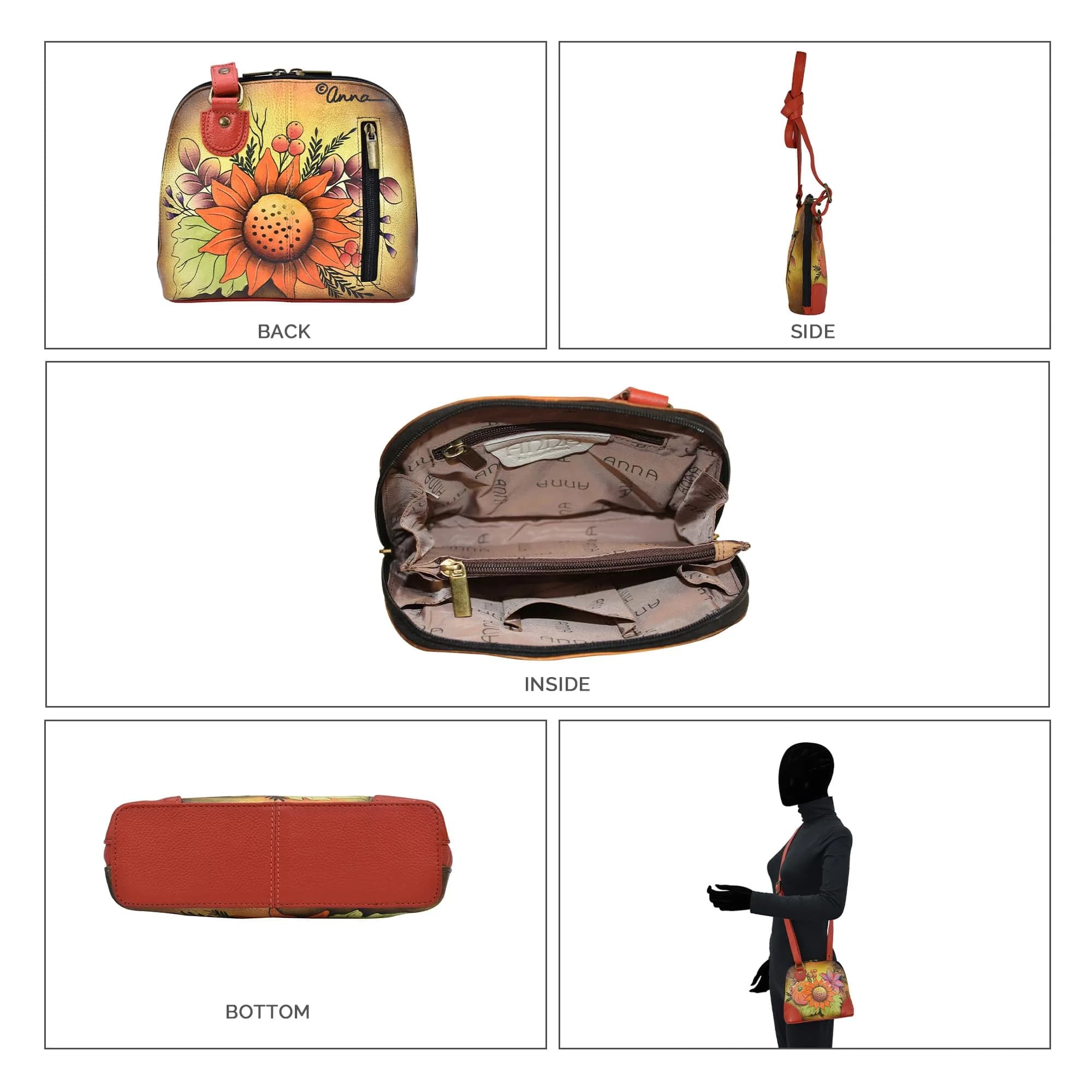 Anna by Anuschka Hand Painted Genuine Leather Small Organizer Bag | Fall Bouquet Artistry - view 4