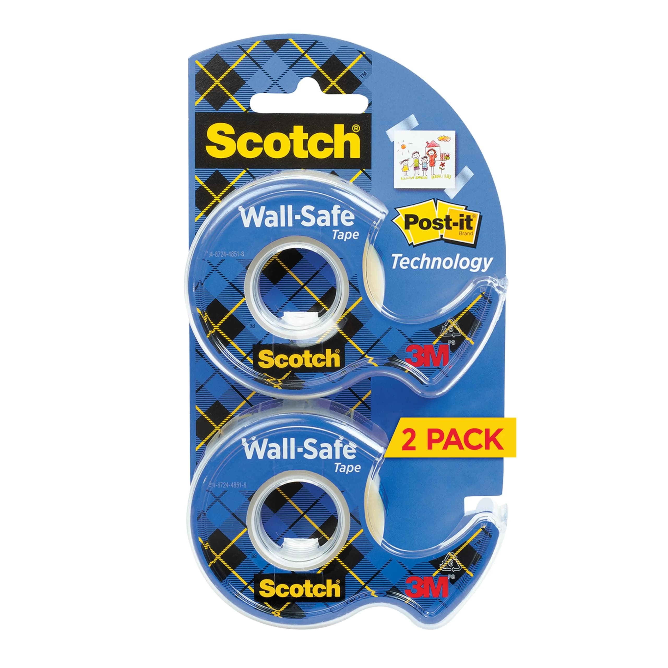 Scotch Wall-Safe Tape 2 Rolls | Sticks Securely, Removes Cleanly, Invisible, Photo Safe - main product image